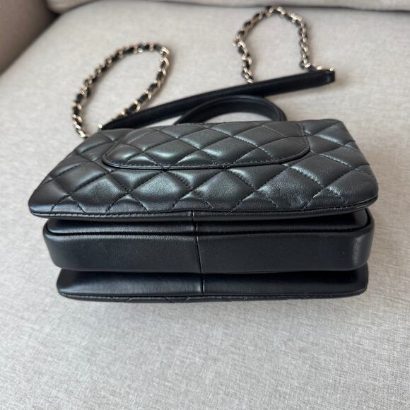 CHANEL Black Lambskin Mini Trendy CC Flap Top Handle Bag Matelasse Leather Gold - Picture 6 of 11